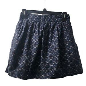 Tulle Mini Skirt Pockets High Waist A-Line Blue Patterned Size S‎